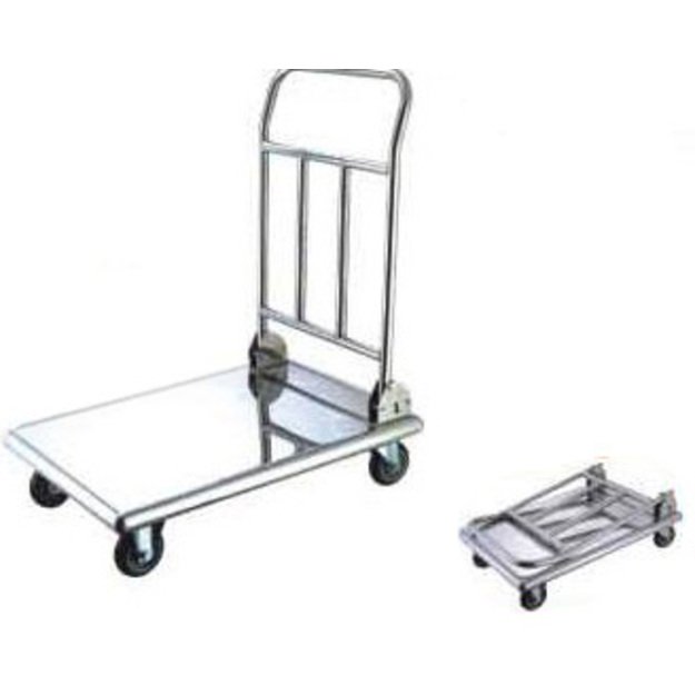 Trolley with folding handle, stainless steel