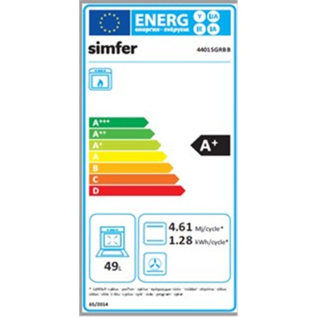 Simfer | Cooker | 4401SGRBB | Hob type Gas | Oven type Gas | White | Width 50 cm | Depth 55 cm | 49 L 1