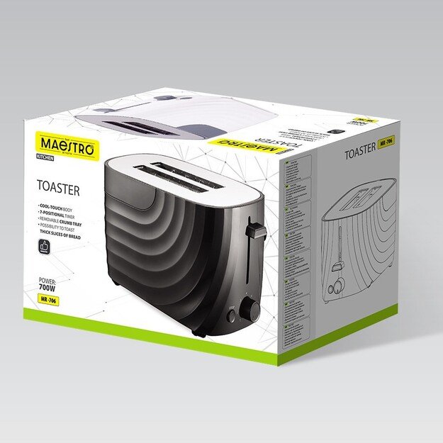 Maestro MR-706-BLACK Toaster Black 1