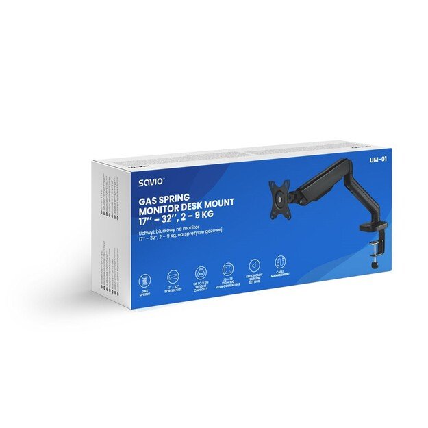SAVIO UM-01 Desk holder for monitor 17   - 32  , 2 - 9 KG, gas spring 3