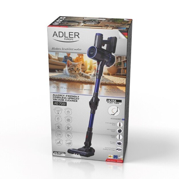 Cordless upright vacuum cleaner Adler AD 7061 allergy-friendly Black, Blue 1