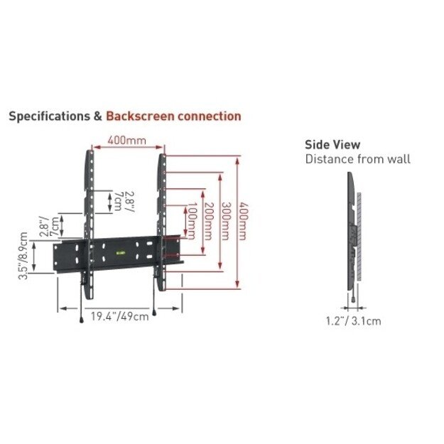 BARKAN E30.B 19 -65  TV, fiksuotas, sieninis, juodas 2