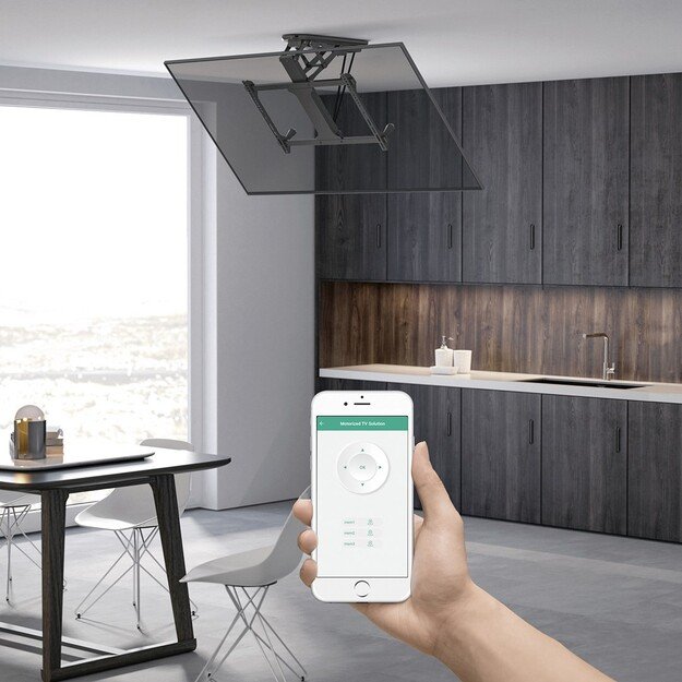 Maclean electric ceiling mount for TV, TUYA support, max VESA 600x400, for sloping walls, remote control, 32 -70 , 35kg, MC-880T 5