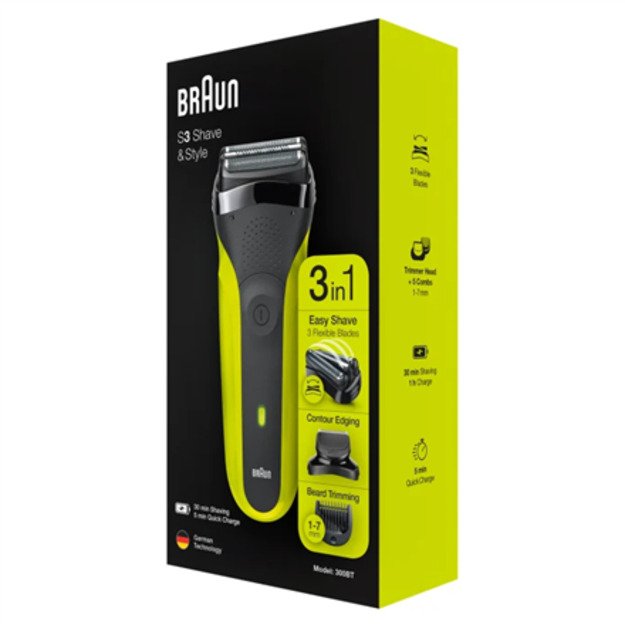 Braun | Shaver | Series 3 Shave&Style 300BT | Operating time (max) 30 min | NiMH | Black/Green 10