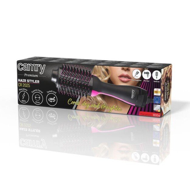 Camry | Hair styler | CR 2025 | Warranty 24 month(s) | Number of heating levels 3 | Display | 1200 W | Black/Pink