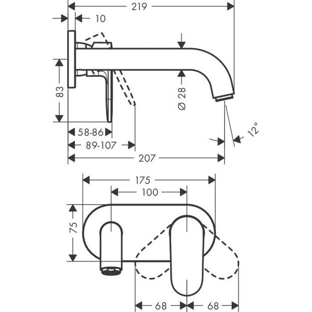 Potinkinis praustuvo maišytuvas Hansgrohe Vernis Shape, 71578670, juodas matinis