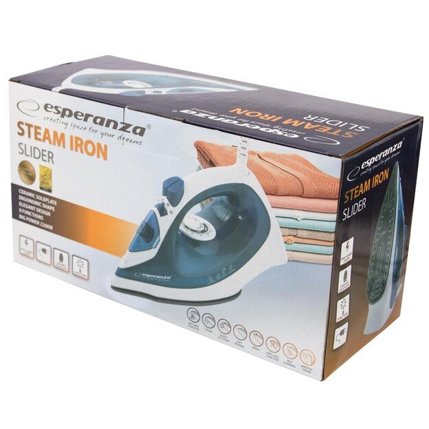 Iron steam Esperanza Ceramic EHI002 (2200W, blue color)