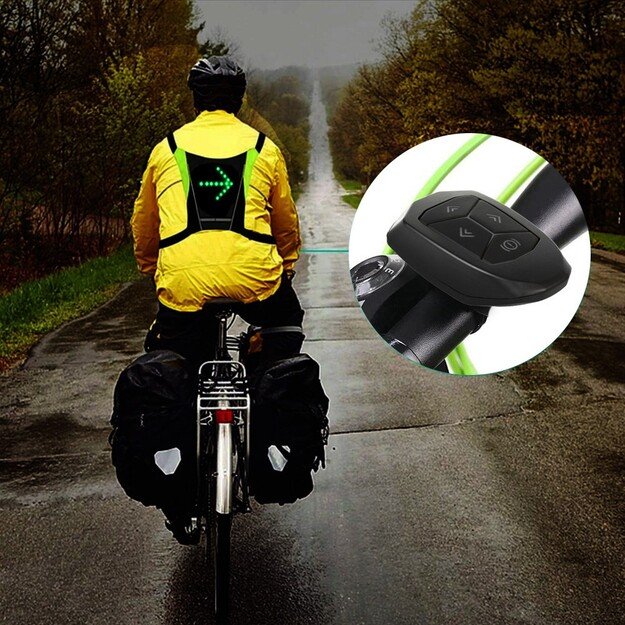 Maclean MCE420 High Visibility Vest Backpack Safety LED Indicator Light USB Rechargeable Remote Control Adjustable Direction
