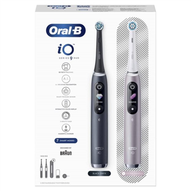 Oral-B | iO 9 Series Duo | Electric Toothbrush | Rechargeable | For adults | ml | Number of heads | Black Onyx
