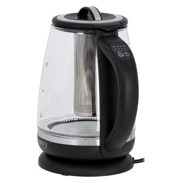 Camry | Kettle | CR 1290 | Standard | 2200 W | 2 L | Plastic/glass | 360° rotational base | Black/Transparent