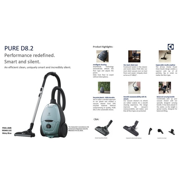 Vacuum cleaner ELECTROLUX PURE D8 PD82-4MB SILENCE