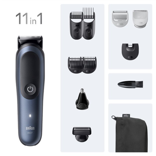 Braun 11in1 Grooming Kit | All-in-One Series 7 AIO7540 | Cordless | Number of length steps 14 | Black/Blue 3
