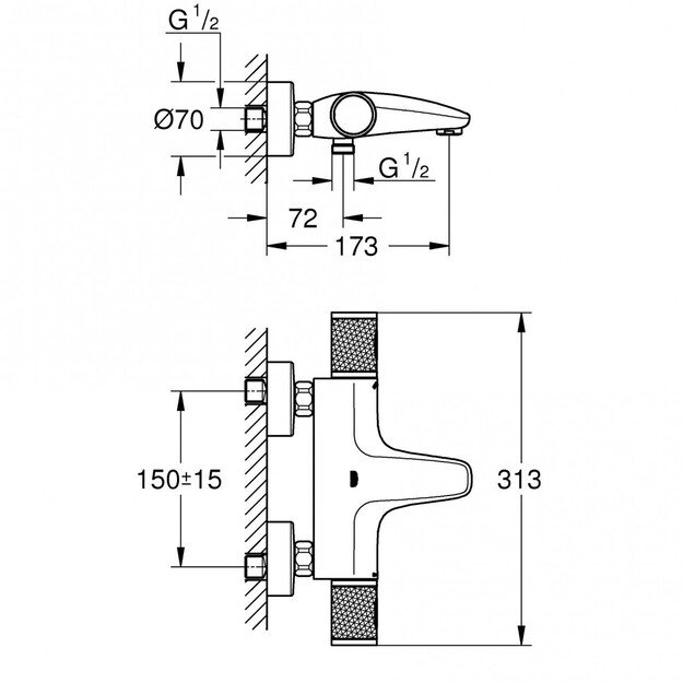 Termostatinis vonios/dušo maišytuvas Grohe QUICKFIX PRECISION FEEL 34788000, chromo