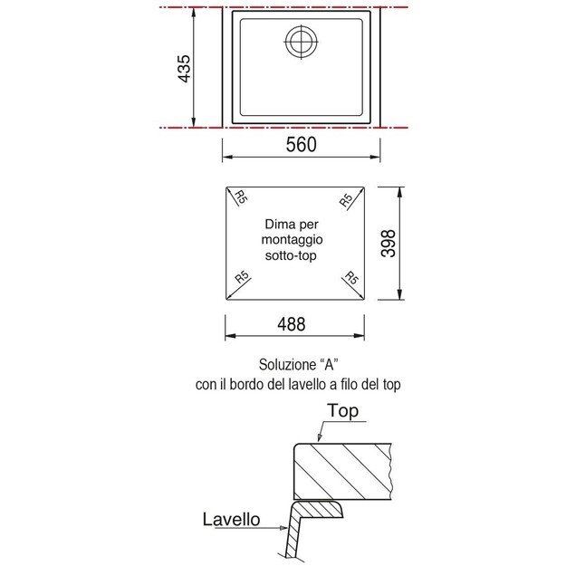 Virtuvės plautuvė PLADOS ONE ON5610, montuojama po stalvir&scaron;iu, juoda matinė, ON5610ST-70