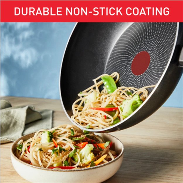 TEFAL Pan | H0561942 | Wok | Diameter 28 cm | Suitable for induction hob | Fixed handle | Black
