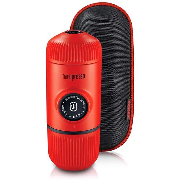 WACACO NANOPRESSO LAVA RED rankinis maltos kavos aparatas su dėklu, raudona