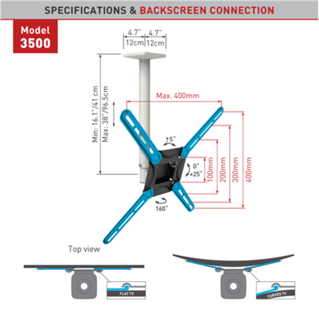 BARKAN 3500.W 29 -65  LED TV, 3 lankstų, lubinis, baltas