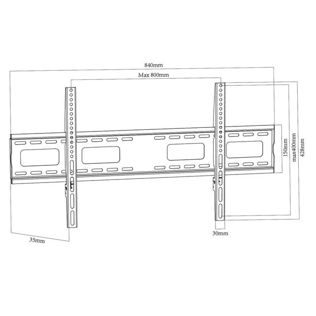 Maclean TV MC-420 Wall Mount Bracket 43 -120  VESA 800x400 120kg Universal Adjustable Spirit Level Accessories Flat Heavy Duty