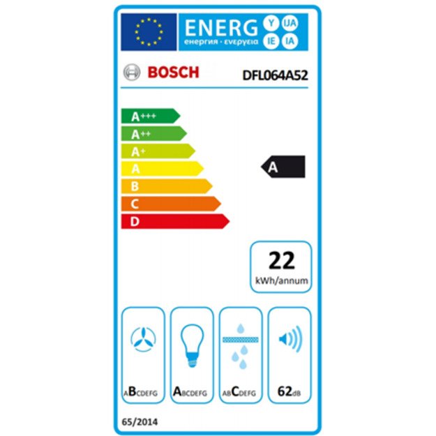 Bosch | Hood Serie 4 | DFL064A52 | Telescopic | Energy efficiency class A | Width 60 cm | 270 m³