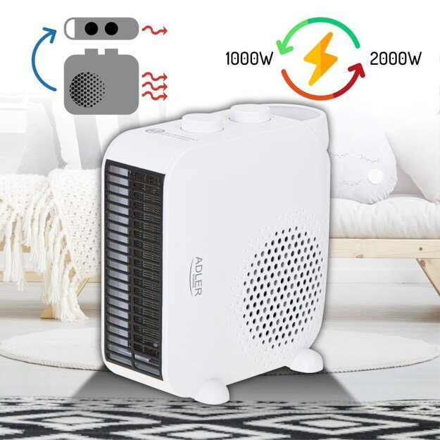 Adler | Heater | AD 7725w | Fan heater | 2000 W | Number of power levels 2 | White | N/A