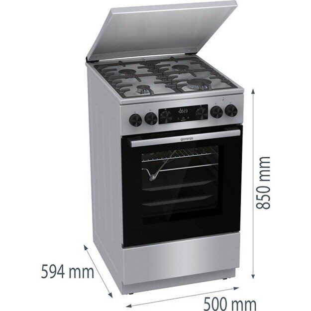 Gorenje GKS5C71XF Freestanding cooker with oven Silver