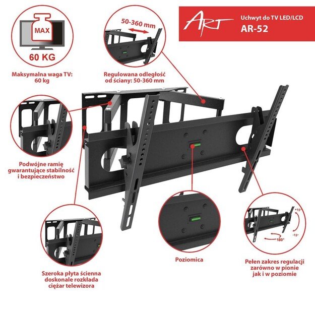 Mount wall for TV ART AR-52 (Wall, 30  - 70 , max. 60kg)