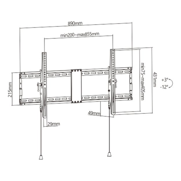 Gembird | Wall mount | WM-90T-01 | Tilt | 43-90   | Maximum weight (capacity) 70 kg | Black