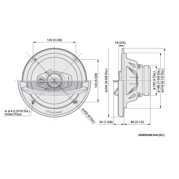 Pioneer 8″ 3-TIE KOAKSIAALIKAIUTIN TS-A2013i