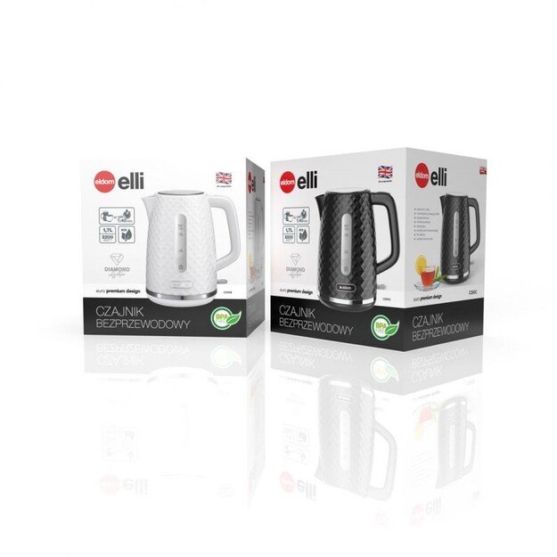 C280B ELDOM Kettle ELLI, capacity 1.7 l, power 2200 W, black, strix, white