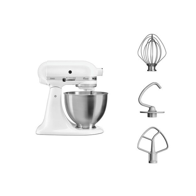 KitchenAid 5K45SSEWH Stand mixer 275 W Metallic, White