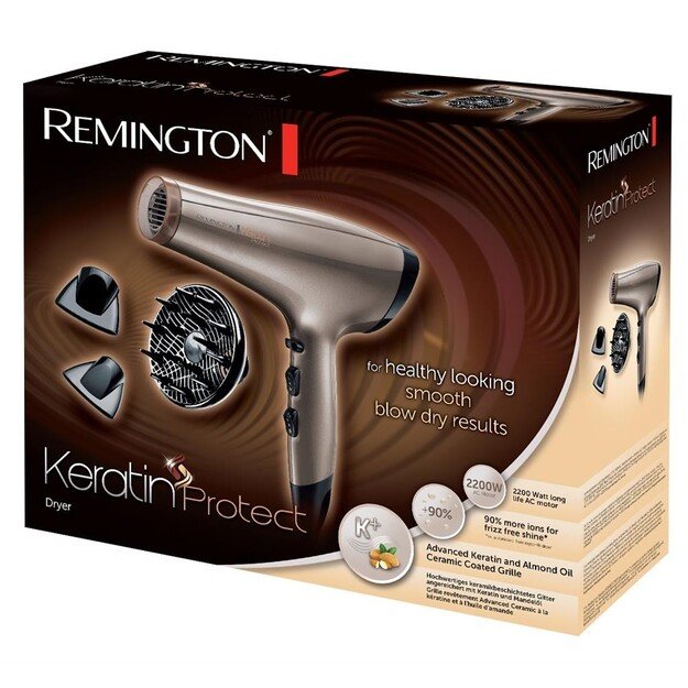 Remington | Hair Dryer | AC8002 | 2200 W | Number of temperature settings 3 | Ionic function | Diffuser nozzle | Brown