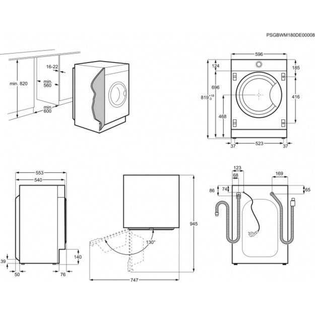 Įmontuojama skalbimo mašina-džiovyklė Electrolux EW7W368SI