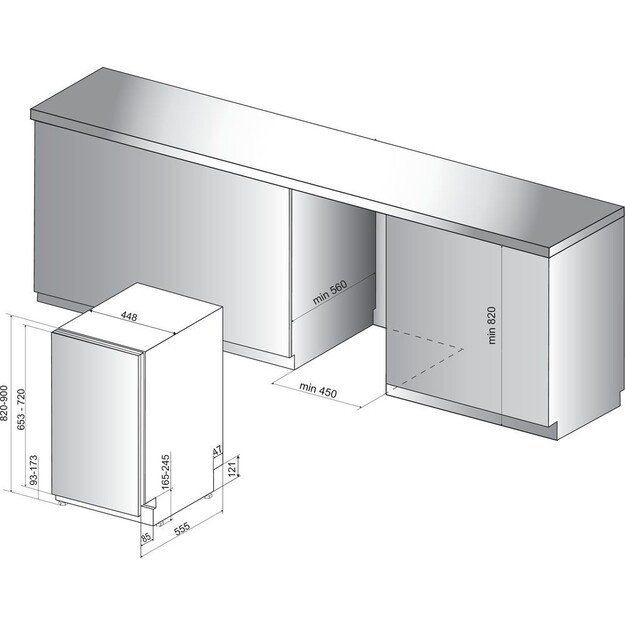 Whirlpool Dishwasher | WSIP 4O33 PFE | Built-in | Width 44.8 cm | Number of place settings 10 | Number of programs 9 | Energy ef