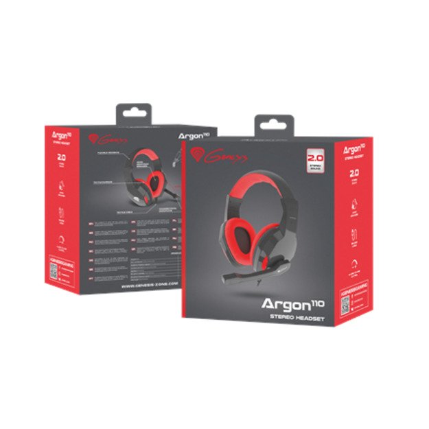 GENESIS ARGON 110 Gaming Headset, On-Ear, Wired, Microphone, Black/Red | Genesis | ARGON 110 | Wired | On-Ear