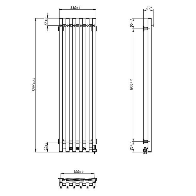 Elektrinis rankšluosčių džiovintuvas Navin Levante 330x1200, Sensor, 12-257153-3312, (laidas kairėje