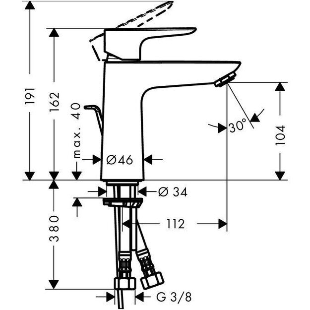 Juodas praustuvo maišytuvas Hansgrohe TALIS E 110 71710670