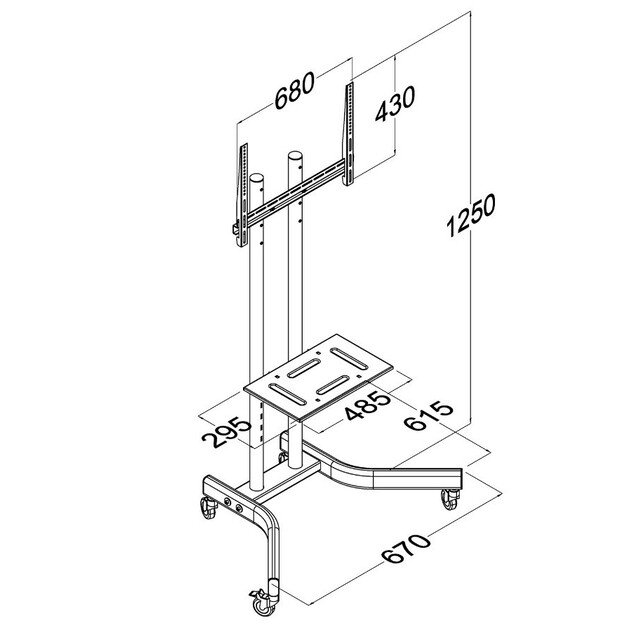 TV trolley stand Maclean, professional, on wheels, max 32-65 , max 40kg, MC-739