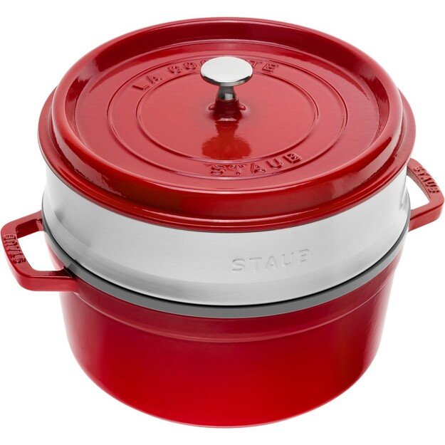 Round cast iron pot with Staub insert - 3.8 ltr, Red