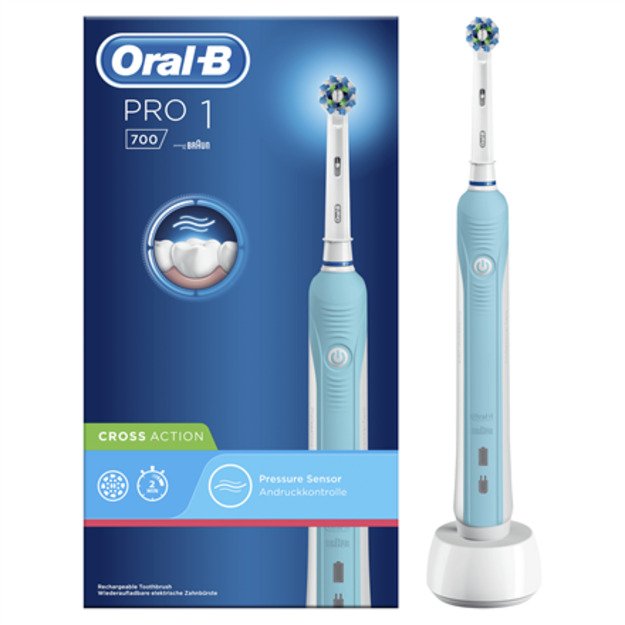 Oral-B PRO 700 CrossAction Adult Rotating-oscillating toothbrush Blue, White