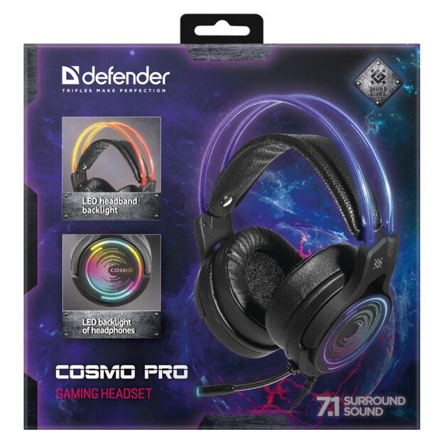 Headphones with microphone DEFENDER COSMO PRO 7.1 USB black, RGB lights