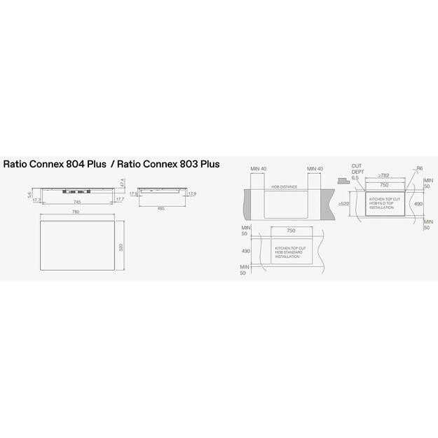 Kaitlentė ELICA RATIO CONNEX 804 PLUS BL