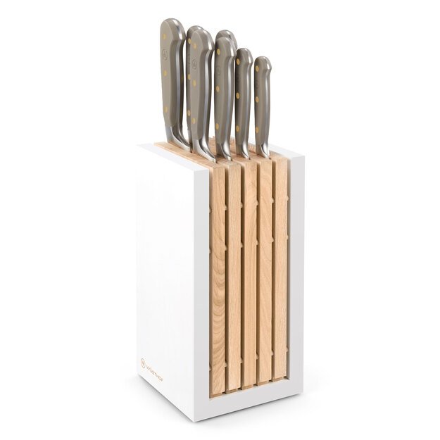 Knife block with 7 knives, grey, Classic Colour