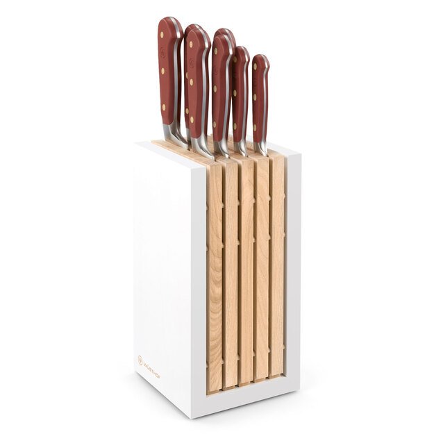 Knife block with 7 knives, brown, Classic Colour