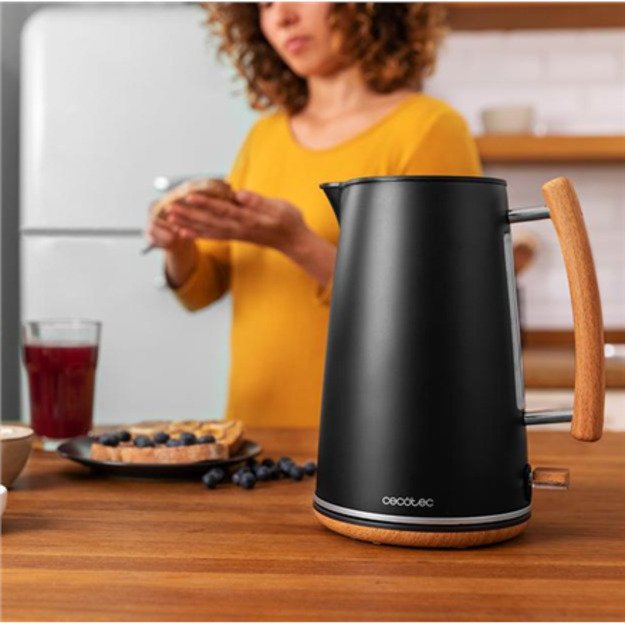 Cecotec Kettle | ThermoSense 400 | Electric | 3000 W | 1.7 L | Stainless steel/BPA | 360° rotational base | Black Woody 4