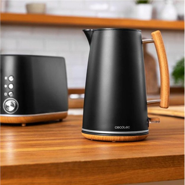 Cecotec Kettle | ThermoSense 400 | Electric | 3000 W | 1.7 L | Stainless steel/BPA | 360° rotational base | Black Woody 2