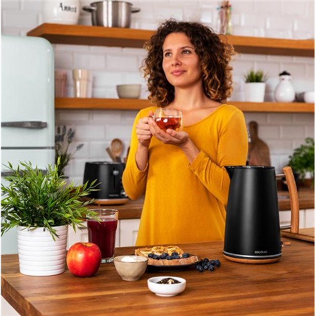 Cecotec Kettle | ThermoSense 400 | Electric | 3000 W | 1.7 L | Stainless steel/BPA | 360° rotational base | Black Woody 1