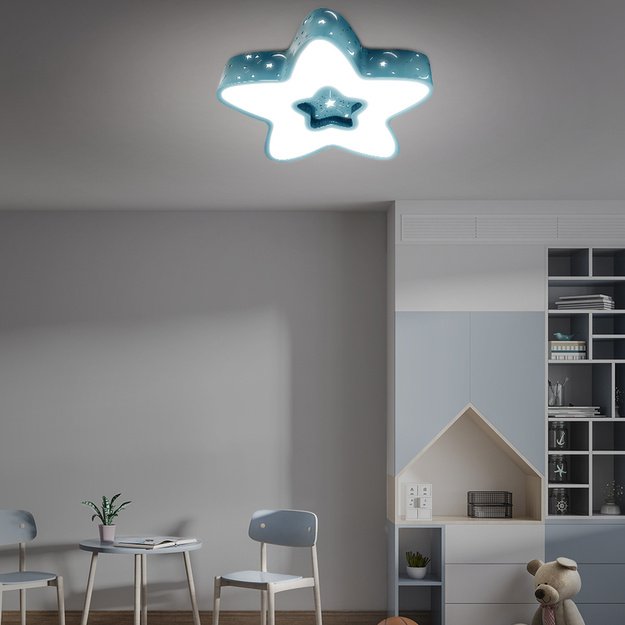Children s LED Ceiling Blue Star 36W + Pilot
