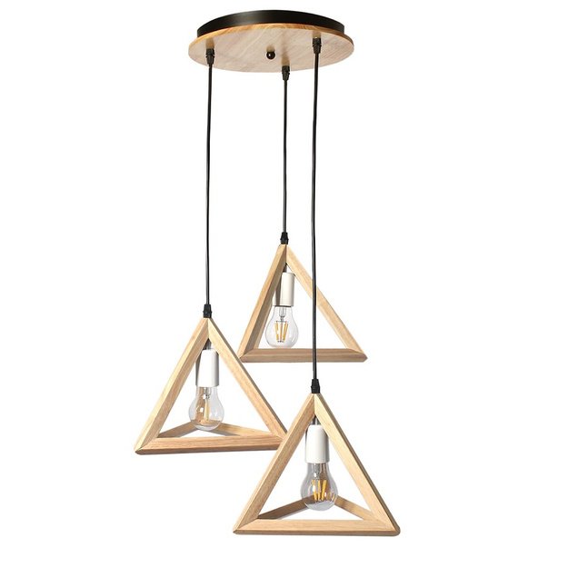 Wooden pendant lamp 3 x E27 Triangles PZE-903 1