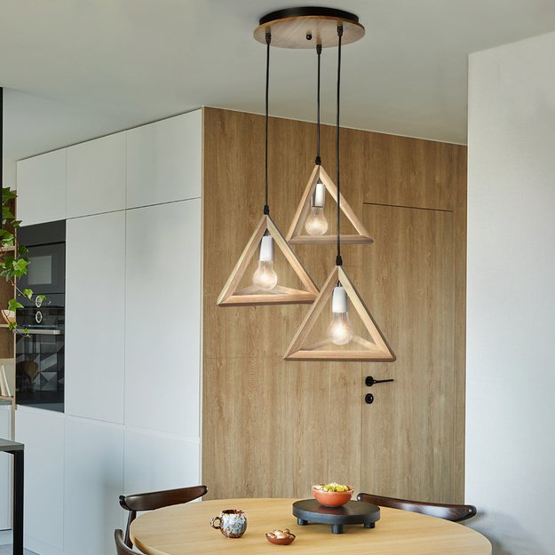 Wooden pendant lamp 3 x E27 Triangles PZE-903