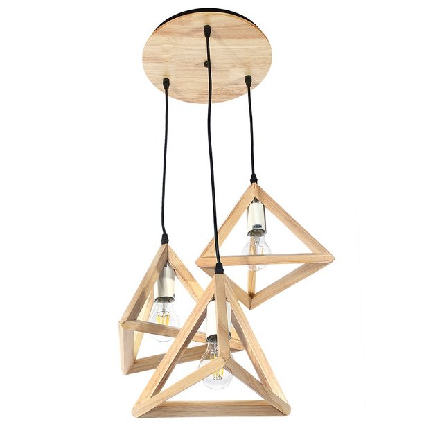 Wooden pendant lamp 3 x E27 Triangles PZE-903 3